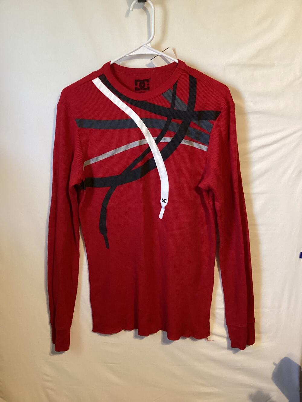2689 DC Shoes Waffle Long Sleeve Shirt Men's Size Large L Adult Red